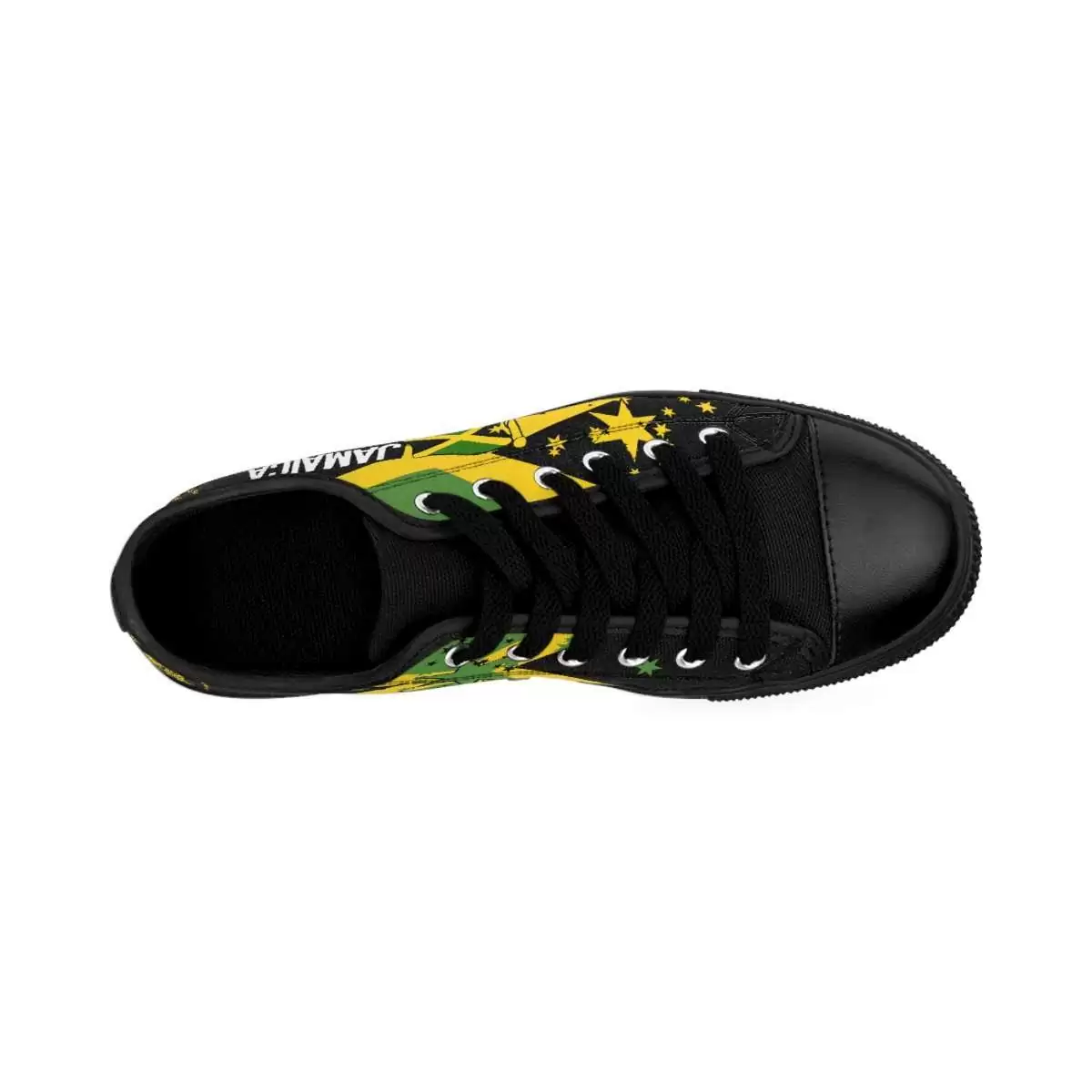 Jamaican mens sneakers top view with Rastaseed signature design. Rastafarian Jamaican and Reggae merchandise clothing and accessories.