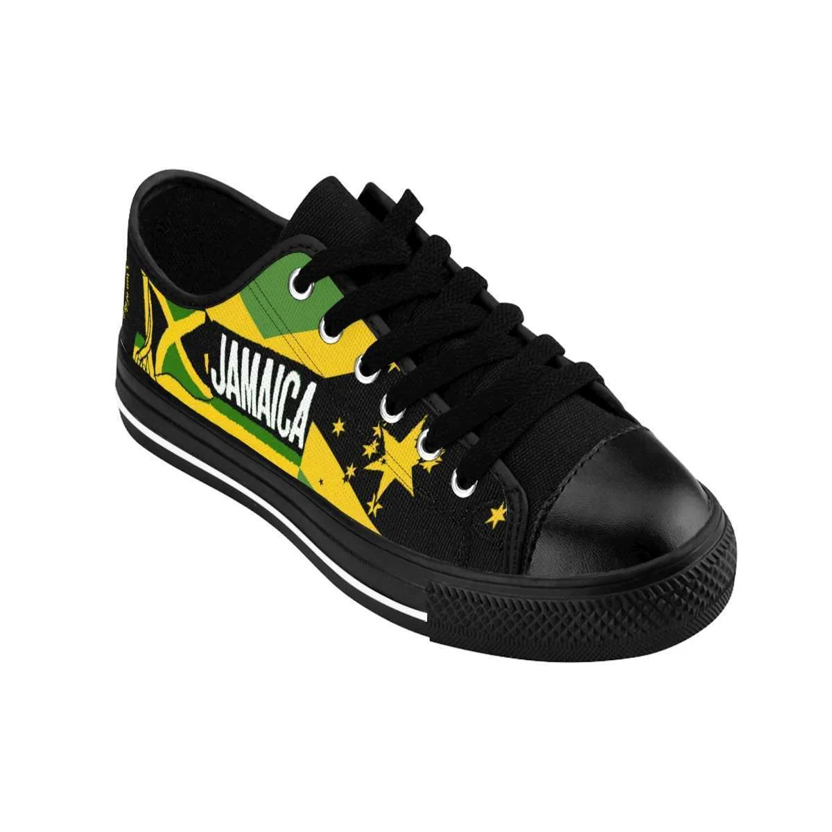 Jamaican mens sneakers right outside top view with Rastaseed signature design. Rastafarian Jamaican and Reggae merchandise clothing and accessories.