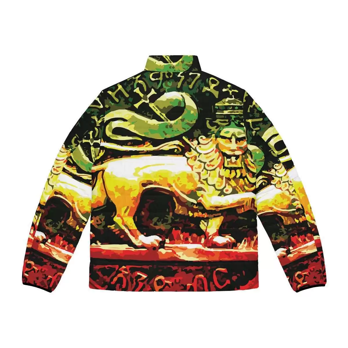 Abstract Lion of Judah Puffer Jacket back view