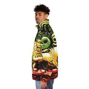 Abstract Lion of Judah Puffer Jacket model left side view