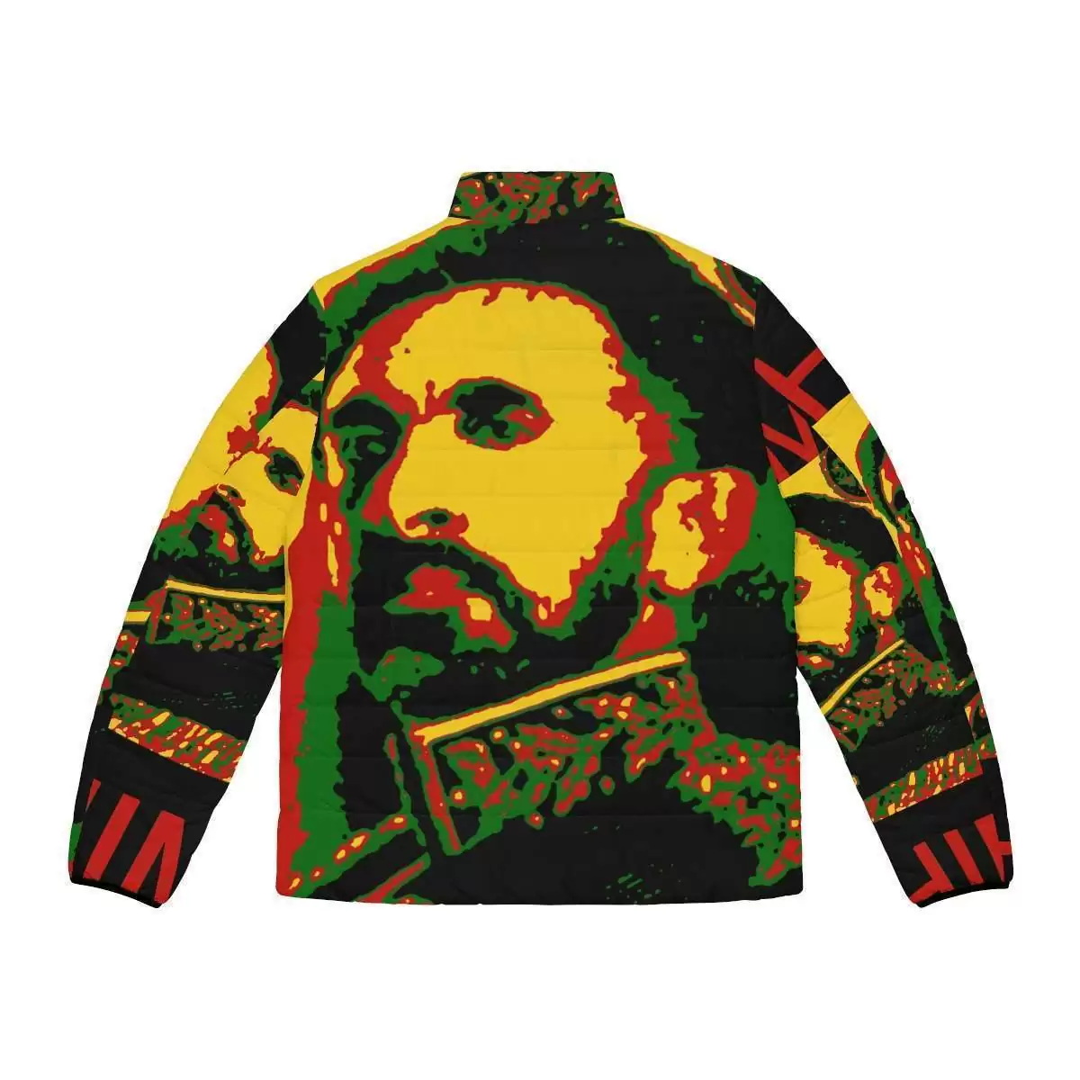 Haile Selassie Puffer jacket back Rastaseed.com