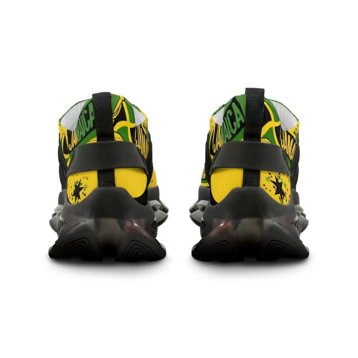 Jamaican sneakers in original Jamaica design and colors at staging.rastaseed.com . Black sole back view