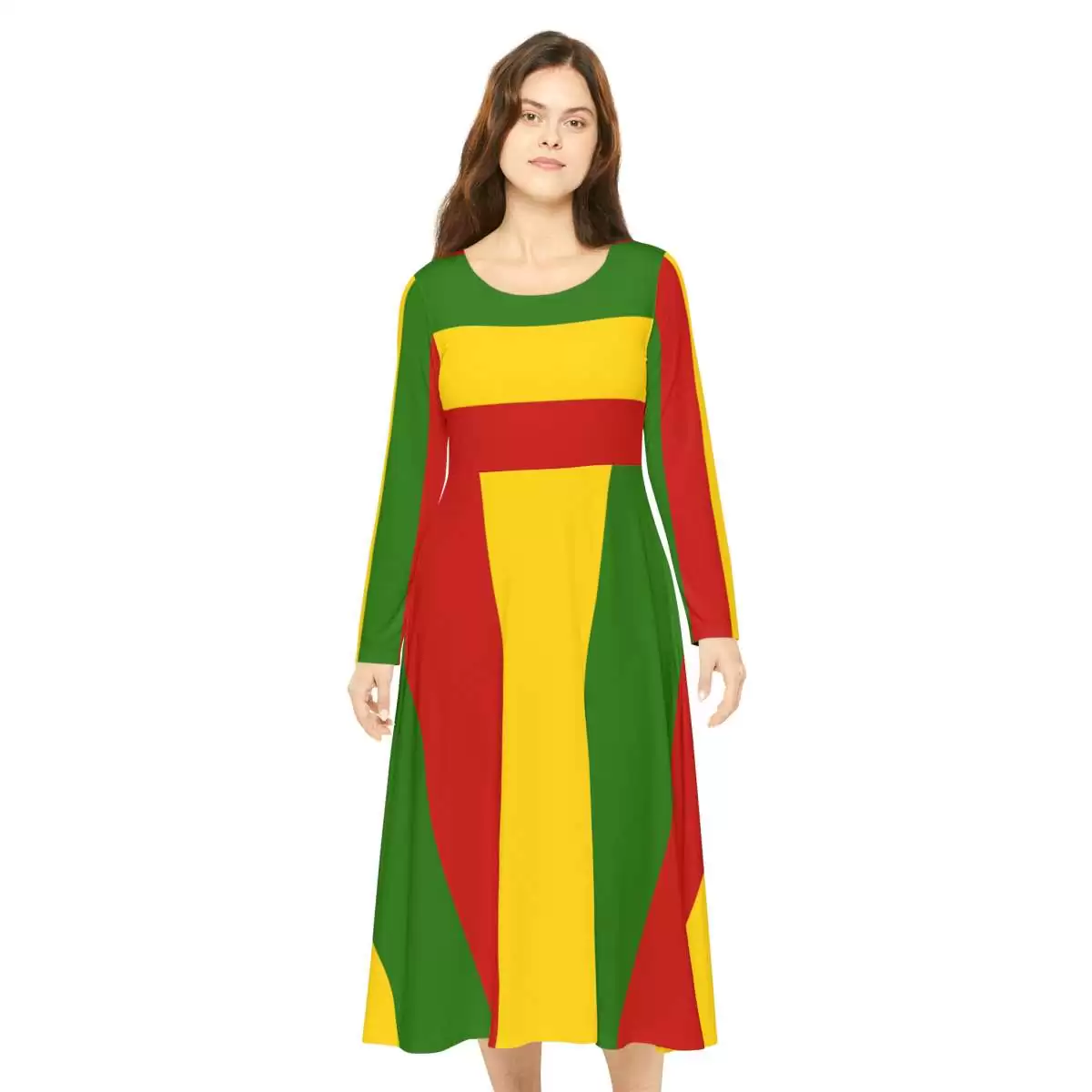 Rasta dance dress in silky breathable fabric. Rastafarian colors and cute design. Rastaseed Reggae and Jamaican merchandise and clothing.