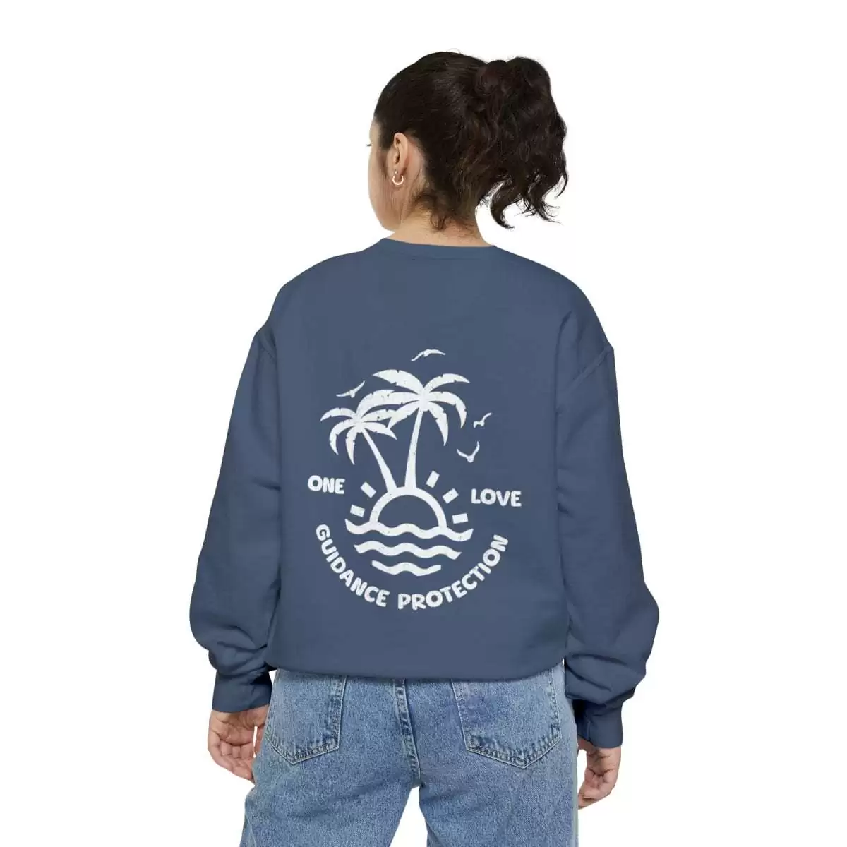 No problem mon sweatshirt back color.denim Jamaica 101 See and Blind Hear and Deaf. Top Quality comfort colors garment with assorted colors.