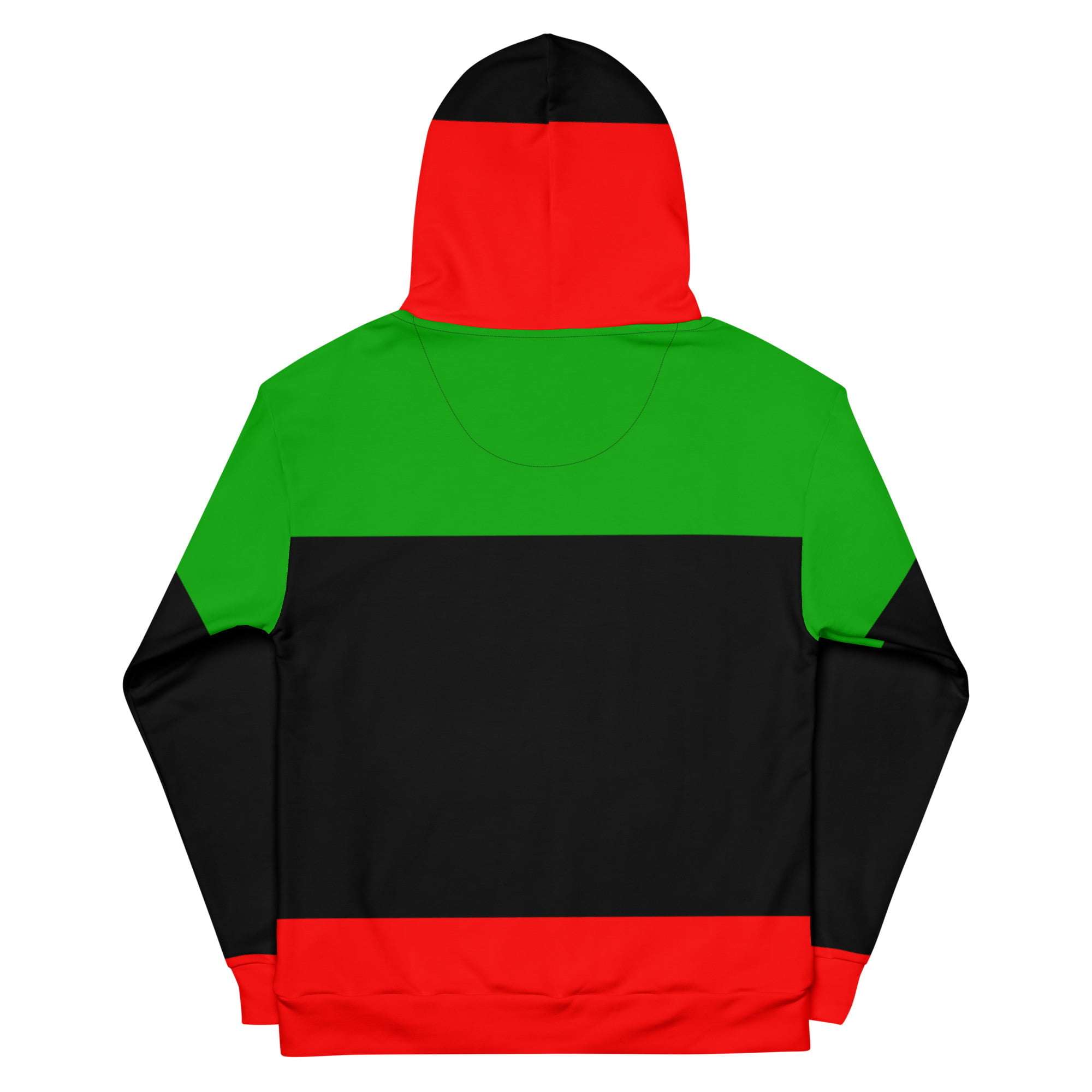 Marcus Garvey Unisex Hoodie back view made from soft cotton feel fabric with fleece lining, double hoodie and front pocket. Irie Jamaican Hoodies.