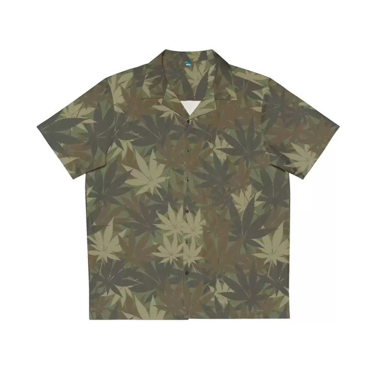 Hemp Leaf Shirt Camouflage Print in khaki colors. This camo shirt is smart and comfortable. Hemp is a gift to manking for medicine and more.