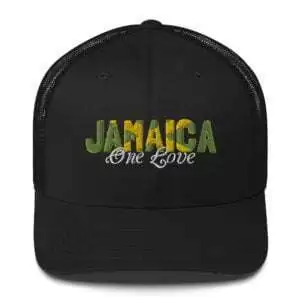 Jamaica One Love Rastafari Caps in black green and gold. Great souvenir for a holiday in the sun in Jamaica or the West Indies.