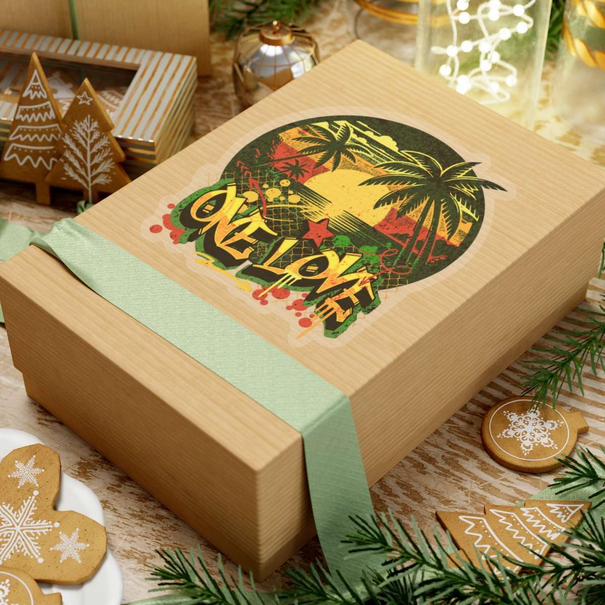 Rasta one love stickers transparent background 6in x 6in on box different sizes kiss cut transparent background. Reggae Rastafarian colors and Jamaican tropical design and graffiti.