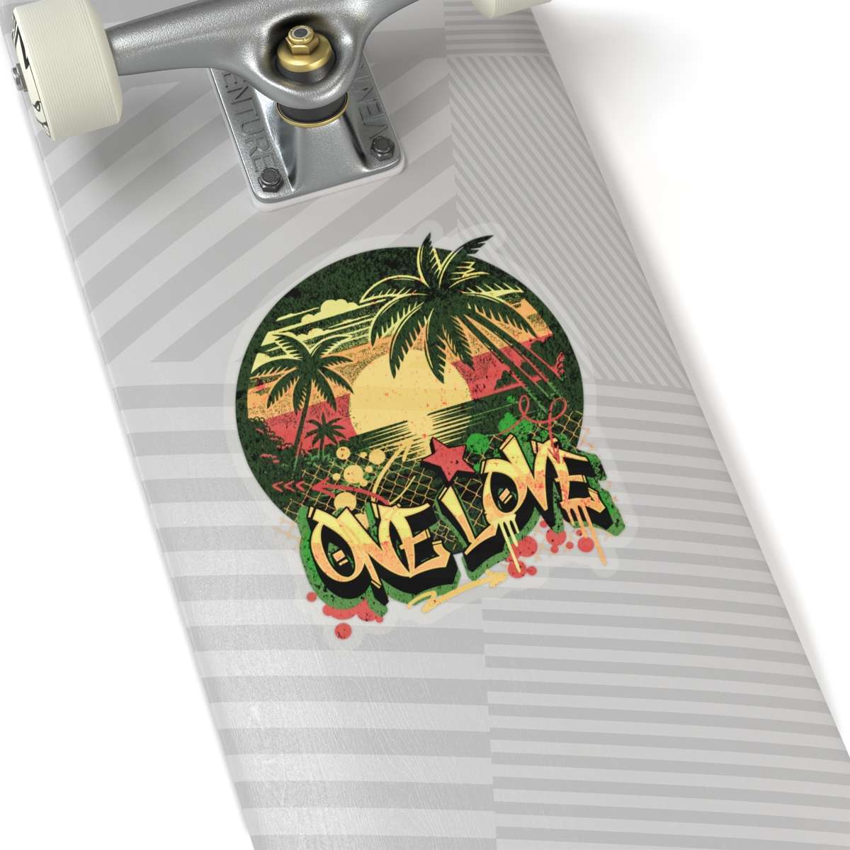 Rasta one love stickers transparent background 6in x 6in on box different sizes kiss cut transparent background. Reggae Rastafarian colors and Jamaican tropical design and graffiti.