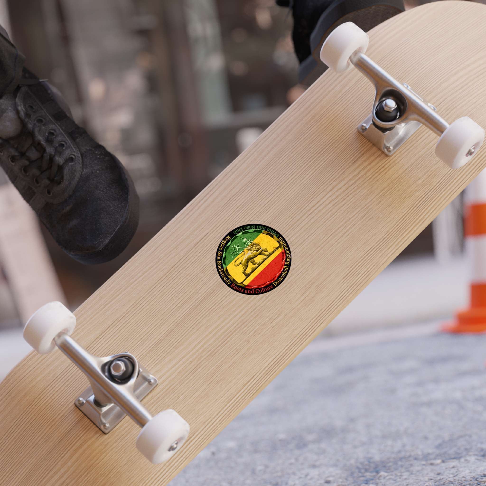 Reggae sticker Rasta colors, Lion of Judah and Reggae music genres 3in x 3in car. Durable outdoor sticker for inside or outside. Great car sticker.
