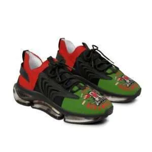 Black Panther Mens Sneakers for sport.front side view pair. Rastaseed African American, Pan African, Jamaican and Rastafarian Reggae merchandise.