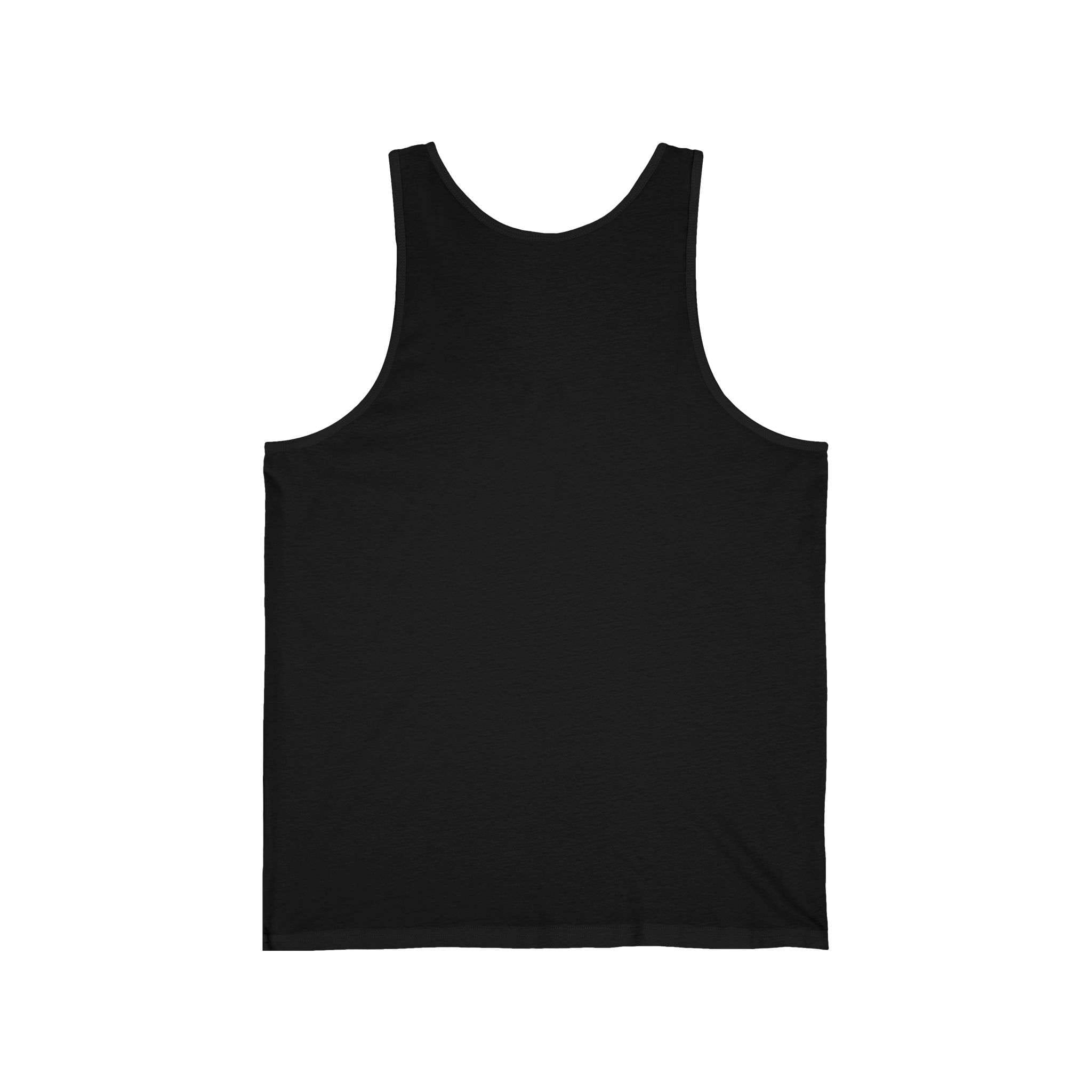 Reggae Tank Top Black back with conquering Lion of Judah Design in the Rasta Colors. Available in Black or White Design in many sizes.