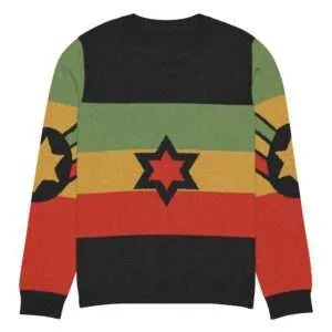 Rastafarian sweater soft knit made from 55% Cotton and 45% Polyester. Rastaseed original jumper with stars and Reggae Rasta colors.