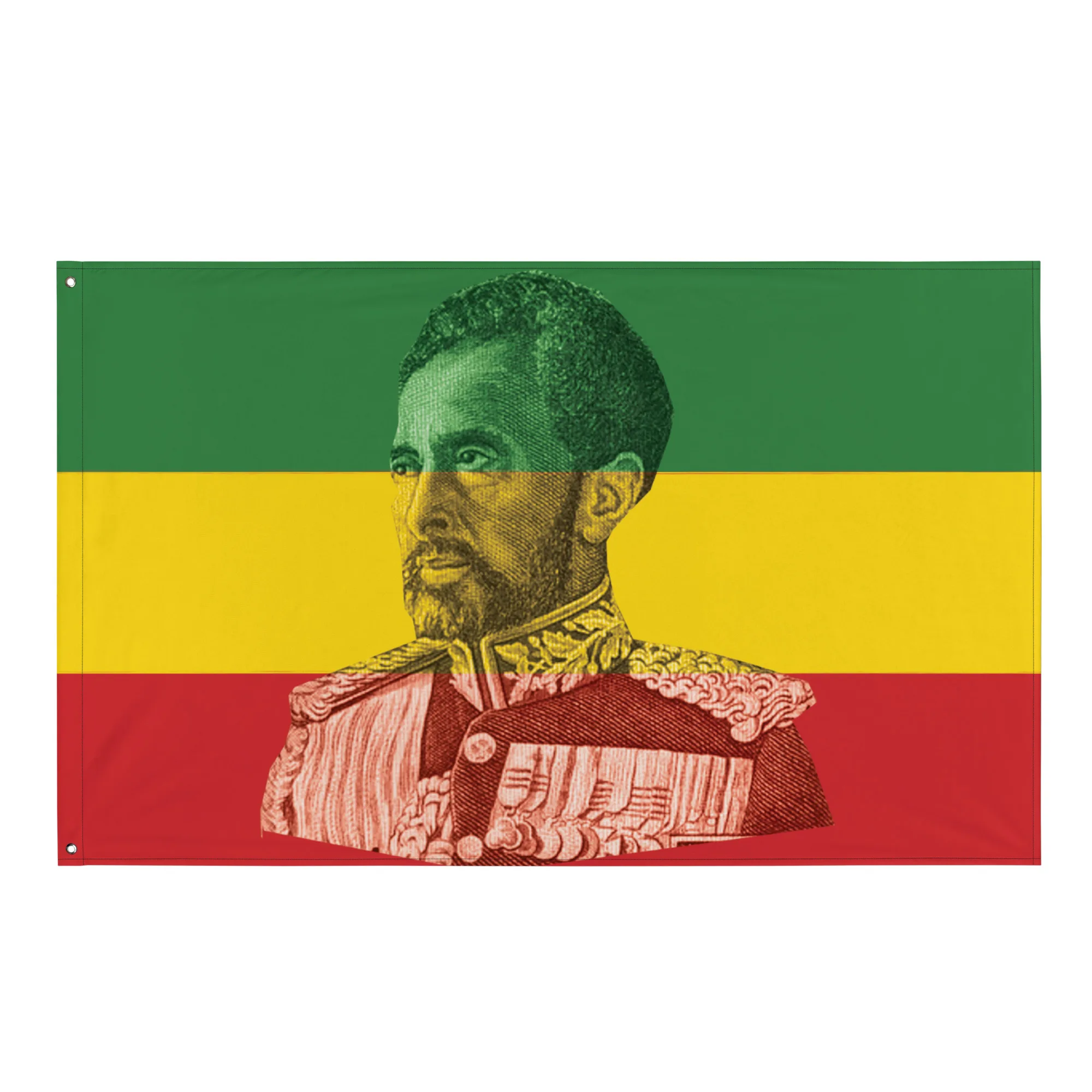Haile Selassie Flag in the Rastafarian colors. Rastaseed Jamaican African American and Haile Selassie merchandise clothing and gear.