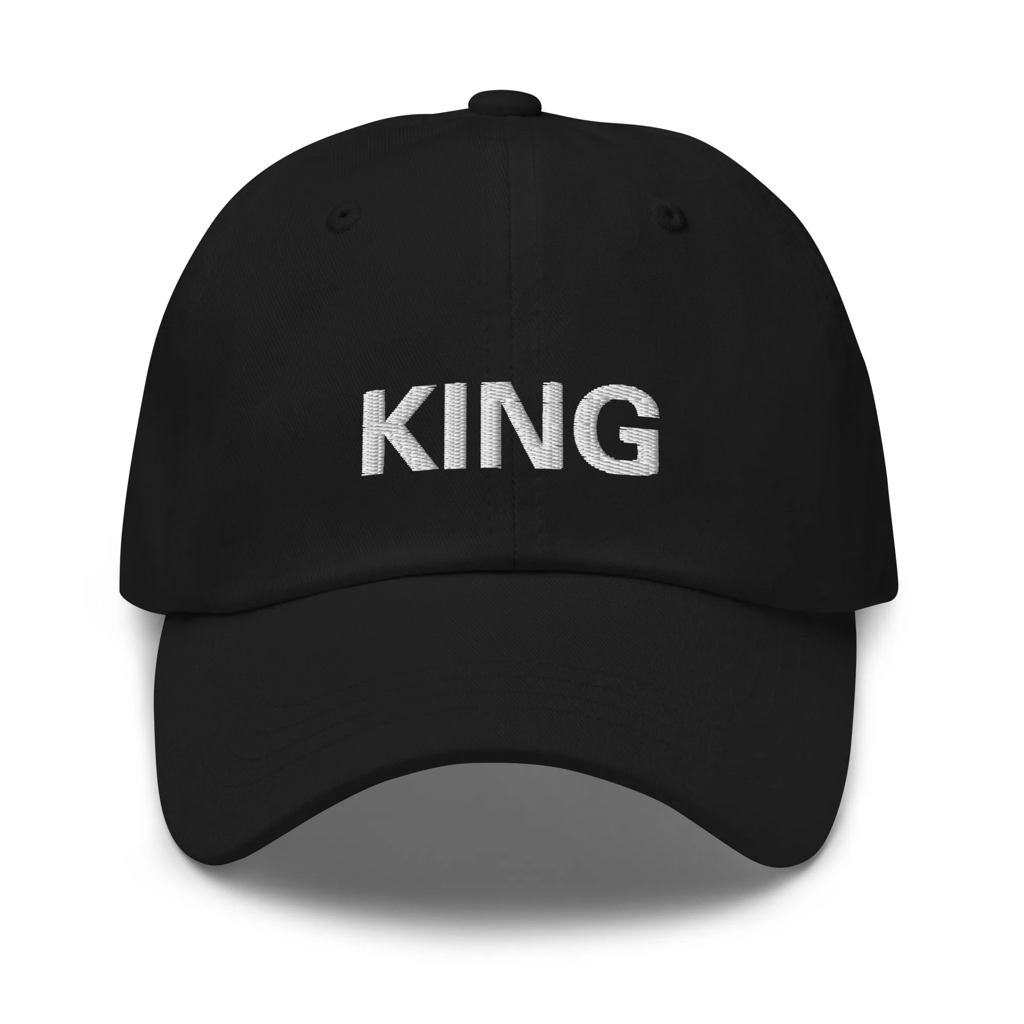 King Rasta Cap in khaki or black. Original Jamaican designs at Rastaseed.com. Reggae gear and original Rastafarian clothing store. Front black view.