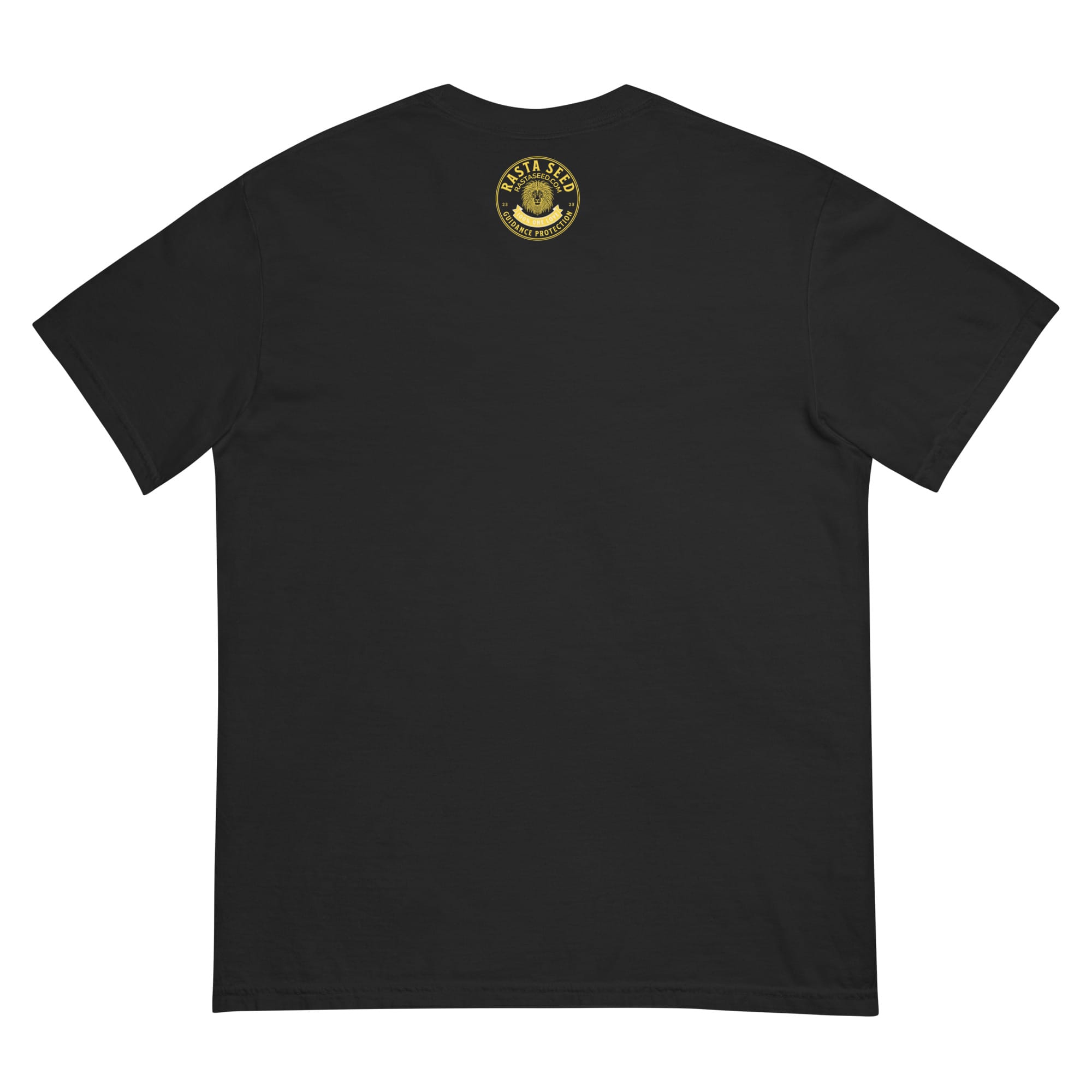 Lion of Judah Unisex heavyweight t-shirt. Awesome Rasta Design in Reggae colors. Rastaseed Jamaican, Rastafarian, Haile Selassie, Reggae Merch. Back view