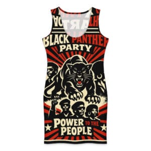 Black Panther Power Cotton bodycon dress In Black and Red. Power to the People design. Rastaseed Jamaican, Rasta, Reggae merchandise.