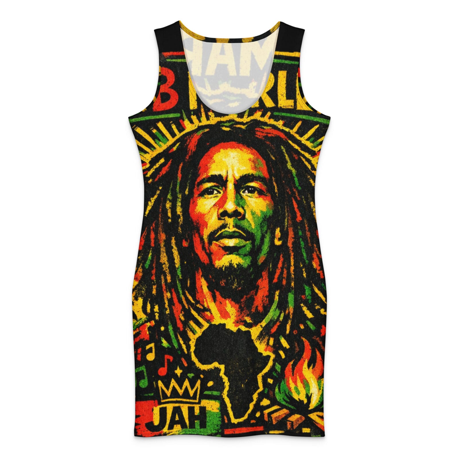 Rasta Africa Cotton bodycon dress in Rastafarian Reggae colors. Rastaseed Jamaican, Reggae and Rastafarian merchandise and clothing.